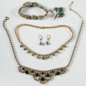 A green and white paste-set collar necklace,