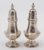 A pair of George V silver pepperettes, maker Frederick James Ross Chester, 1919:,