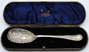A Victorian silver berry spoon, maker James Lewis & Sons, Sheffield,
