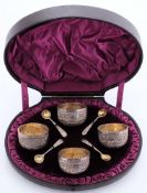 A set of four Victorian silver salts, maker George Maudsley Jackson, London, 1883: initialled,