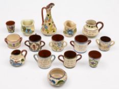 Fifteen Aller Vale (Torquay) pottery miniatures: comprising an Anglo American commemorative loving