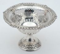 An Edward VII silver pedestal basket, maker W.