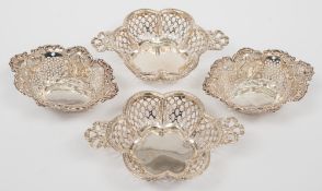A pair of Edward VII silver pierced bon bon dishes, maker Hardy Bros, Birmingham,