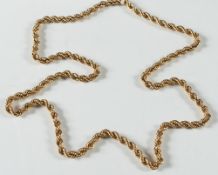 A '14K' stamped rope-twist necklace: approximately 33gms gross weight.