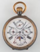 An open-face chronometer calendar pocket watch:,