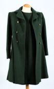 A 'Valentino Couture' green two piece suit: comprising dress and overcoat.