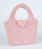 A pink beadwork hand bag:.