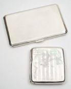 A George VI silver cigarette case, maker Alex Clark & Co, Birmingham, 1947:, inscribed,
