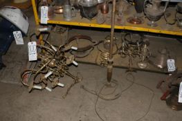 Shelf Full of Assorted Antique Lighting and Light Fixtures