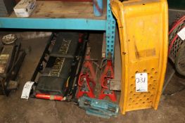 Lot of (2) Creepers, (4) Car Jacks, and (2) Car Ramps