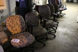 (5) Polka Dot Style Upholstered Arms Chairs with Casters
