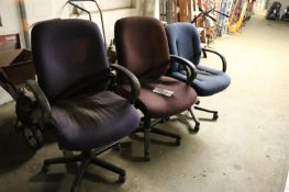(3) Upholstered Arm Chairs with Casters