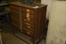 Vintage Hamilton Wood Blue Print Cabinet (NOTE:  Missing Some Bottom Drawers