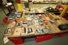 Assorted Allen Bradley PLC Components including SLC 500 Racks, Input/Output; 5/4 PLCS; PanelView 550