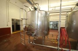 APV 1,000 Gal. Hinged Lid S/S Processor, S/N 8299, with Agitator, Sprayball and Valve, (Tank