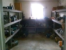 Contents of Motor Room, Includes Spare Motors, Drives, Pump, Pump Parts, and other Parts