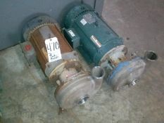 Fristam 15 hp and 10 hp Centrifugal Pumps, Model FT402-180, S/N FT4020013073 and FT40011503, with 3