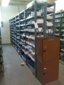 12-Sections of Metal Parts Shelves with Contents including: Assorted Parts, Allen Bradley