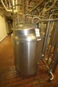 Aprox. 160 Gal. Single Shell Vertical S/S Tank, Includes Hinged Lid Design, Mounted on S/S Legs,  (
