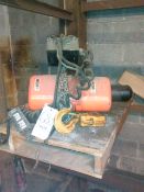 C & H 1-Ton Electric Chain Hoist with (2) Power Trollies (Located Under Shelf)