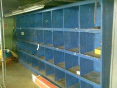 Aprox. 12 ft. L  36-Compartment Wood Cubby Hole Shelf Unit