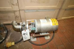 Tri-Clover 1-1/2 hp Centrifugal Pump, Model 114 with 2