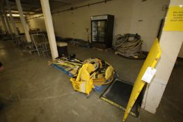 Large Assortment of S/S Tables and Stands, Brushes, Mats, Trash Cans, Wash Bucket, Hoses, Etc.