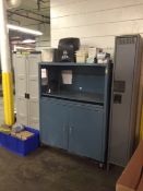 Plastic Cabinet, Metal Shelf Locker and Contents