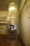 Aprox. 1,500 Gal. Dome-Top Cone-Bottom Single Shell Vertical S/S Tank includes Sudmo and Tri-