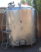 1200 gallon stainless steel jacketed mixing tank rated at 15PSIG, 10