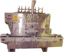 Filamatic inline 8 head automatic piston filler with varable speed conveyor, auto
bottle indexing