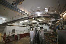 Aprox. 190 ft. L 2-Lane Overhead Case Conveyor System with 15