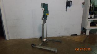 Portable Lightenin Mixer on stand with adjustible angle and three blade propeller and on/off