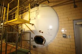 Aprox. 7,000 Gal. Horizontal Jacketed S/S Tank with Vertical Agitator, Sprayball,  Interior