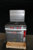 Vulcan 34Â Commercial Grade S/S Gas Range, Model GH45C, S/N 48-1631497 with 4-Burners, 152,000
