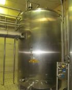 Cherry Burrell 2,500 Gallon SS Processor, Dome Top Sloped Bottom, Top Mounted Agitator, CIP Spray