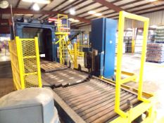 Lantech Automatic Pallet Wrapper, Model SHASP, with 5 Feet Infeed and 5 Feet Discharge Conveyors at
