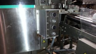 Hoopman Bottle Unscrambler with Roller Type Bottle Feeder - Conveyor Lot 100 Feeds into this