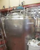 1,000 Gallon S/S Processor, Dome Top, Flat Bottom, Top Mounted Agitator, CIP Spray Ball, Tempe