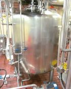 Mueller 400 Gallon SS Processor, Dome Top Dish Bottom, Top Mounted Agitator, CIP Spray Balls, Side