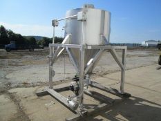 NU-CON S.S. POWDER HOPPER – DOME TOP W/11 ½” CENTER OPENING, CONE BOTTOM W/7” FLANGED OPENING, 20”