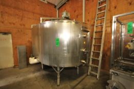Damrow Aprox. 10,000 lb. Double O Jacketed S/S Cheese Vat, S/N 95055 with Agitator and 3 hp Drive (