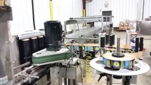 Quadrel Wrap Around Pressure Sensitive Labeler, Model Versaline, Full Wrap Around Labeler for Roun