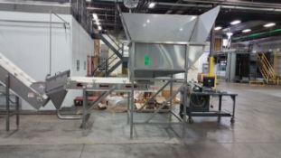 Aprox.  7 ft. x 4 ft. S/S Feed Hopper with S/S Guard, Mounted on S/S Legs and Kess Aprox. ~48