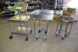 (3) Pc. S/S Mobile Units including: (1) Glue Table, (1) S/S Containment Table and (1) S/S Trash