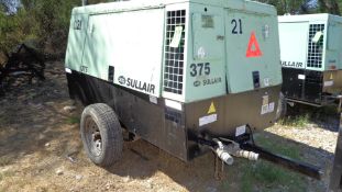 Sullair Portable Compressor, Model 375 CAT EXP, S/N CS-021 / 200809030093, Rated 375 CFM @ 100 PSIG,