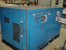 INGERSOLL RAND model OCV4M2E 125 HP compressor. 100 PSI. Unit driven by Reliance 125 HP, 3575 RPM,