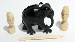 Pair of African carved ivory small busts