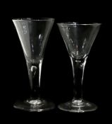 Old wine glass with drawn trumpet bowl,