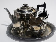 Silver plated three-piece tea service to